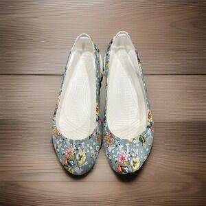 Vera Bradley  Crocs Shoes Women's Size8 Kadee Flat Slip On White Floral Limited